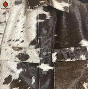 Veste en cuir de vache véritable pour femmes et hommes, style western, cuir naturel, fourrure, veste en cuir de vache western - Product Image 2