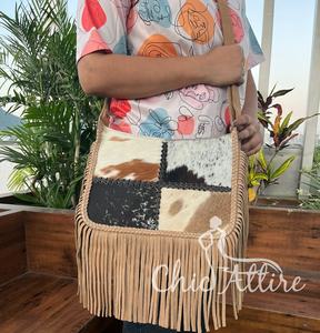 Bolso de Cuero Auténtico Hecho a Mano para Mujer, Bolso Cruzado con Flecos de Piel de Vaca, Estilo Bohemio, Hippie Occidental - Product Image 1