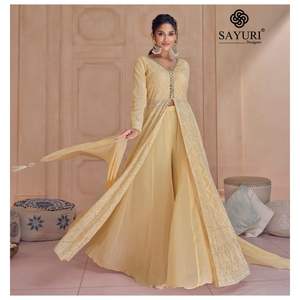 El último vestido de trabajo de hilo bordado de Georgette de imitación de diseñador por Fab Zone - Product Image 2