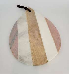 Tabla de cortar de mármol y madera de acacia con mango para cocina, tabla de charcutería de queso para servir en mármol de existencias locales de la India - Product Image 6