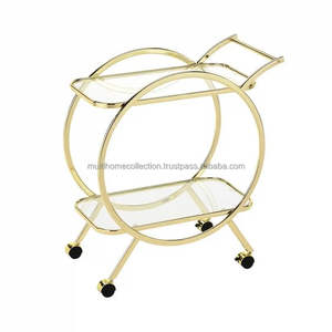 Suministros para Bar Nuevo elegante carrito de Bar Carrito para servir Restaurantes Hotel Utiliza Metal Rectángulo Espejo Carrito de barra dorada - Product Image 3
