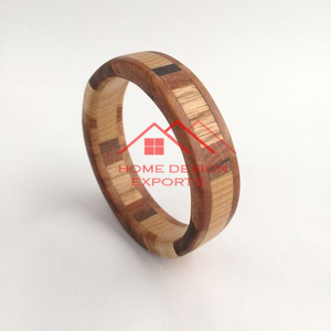 Rond de serviette en gros porte-serviettes pour pièce de conception sculptée pour accessoires bois d'acacia fini poli foncé et style - Product Image 4