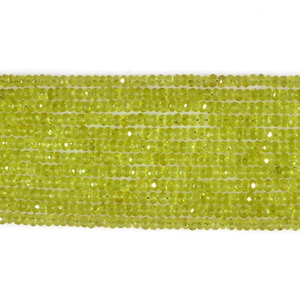 Cuentas Rondelle facetadas de peridoto natural para hacer joyas Cuentas redondas con facetas lisas - Product Image 4