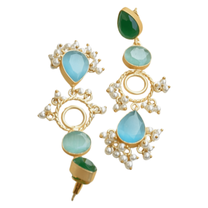 Pendientes de Latón Natural, Hechos a Mano, con Piedras Semipreciosas, Chapados en Oro de Alto Pulido, Diseño Boho Chic, Listos para Enviar al por Mayor - Product Image 2