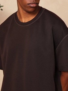 Venta al por mayor de los hombres recortada boxy camisetas de peso pesado de alta calidad logotipo personalizado hombro caído de gran tamaño de tela de punto Formal - Product Image 4