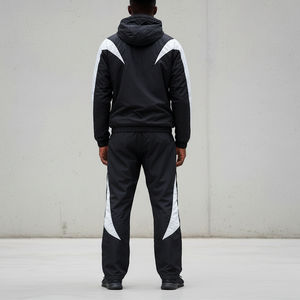 Survêtement surdimensionné OEM veste et pantalon amples en nylon survêtements deux tons avec logo personnalisé survêtements de jogging à blocs de couleurs ensemble de 2 pièces - Product Image 3