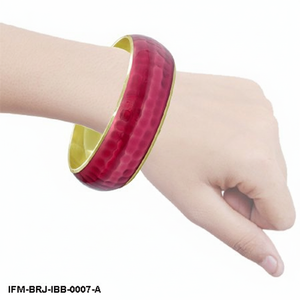 Handcrafted Hammered Brass Bangle for Women Magenta Pink Enamel Inlay <b>Bracelet</b> Boho Chic Gold Tone <b>Stacking</b> Jewelry - Product Image 2