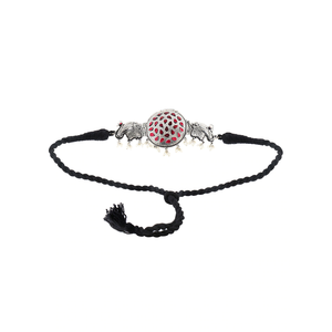 Maroon Kundan <b>Choker</b> with Zircon for Wedding Occasions - Product Image 4
