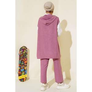 ชุดผ้าลินิน2ชิ้นสีเปลี่ยนผ่านมีซิปสีกุหลาบฝุ่น - Product Image 2