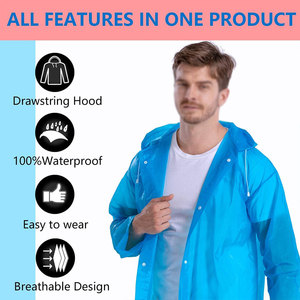 Manteau de pluie transparent avec matériau en PVC léger et manteau de pluie portable confortable et ample avec un design pliable - Product Image 4
