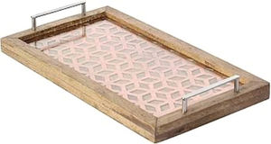 Plateau de service en bois Plateau de table basse avec poignées en forme de rectangle - Product Image 2