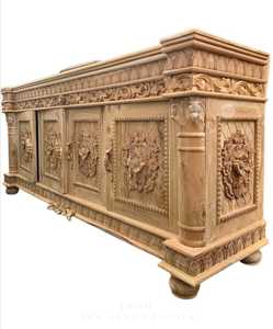 Buffet sculpté en bois, armoire à 4 portes, bois massif, meubles de salon - Product Image 4