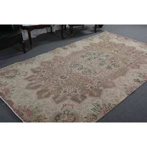 Alfombra de lana ecológica de estilo clásico hecha a mano con respaldo de látex, alfombra rectangular de estilo clásico Vintage de 6x9 pies, color Beige - Product Image 4