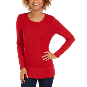 Cardigan da Donna Style & Co con Cuciture Miste, Traspirante, Stile Coreano, Casual, Rosso, con Bottoni Decorativi, per Autunno Inverno, Taglia Large - Product Image 1