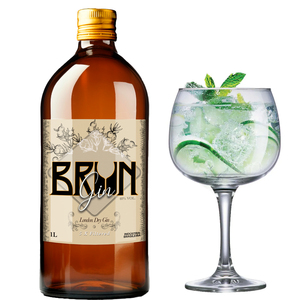 Gin Brun Premium London Dry Distilled Gin, cinquement filtré, 40% ABV, bouteille en verre 1L, saveurs botaniques riches, prêt pour les cocktails - Product Image 2
