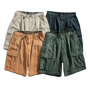 Pantalones cortos Cargo de verano de algodón 100% de alta calidad para hombres, pantalones cortos Vintage de sarga de Fitness informales de Color sólido, pantalones cortos florales High Street - Product Image 2