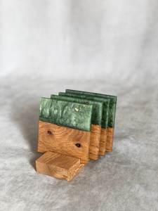 Durable Handmade Classic Style Wood Coasters with <b>Epoxy</b> Resin Inlay Long-Term Daily Use Stone Coasters - Product Image 6