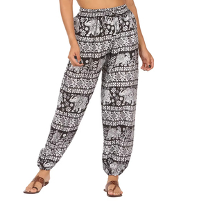 Pantalones bombachos con estampado de elefante de talla libre para mujer, pantalones Cargo de algodón cómodos, ropa de calle estilo Hippy Boho, verano e invierno - Product Image 1