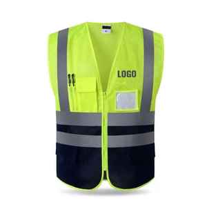 Gilet de sécurité haute visibilité personnalisable, poches réfléchissantes, vêtements de travail de protection pour la construction industrielle, logo personnalisé, polyester - Product Image 1
