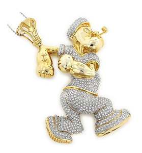 Colgante de dibujos animados para hombre de moissanita real de corte redondo de 2Ct chapado en oro amarillo de 14K - Product Image 1