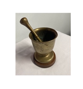 ครกทองเหลืองและไม้สากฐานทองเหลืองแบบกลม - Product Image 3