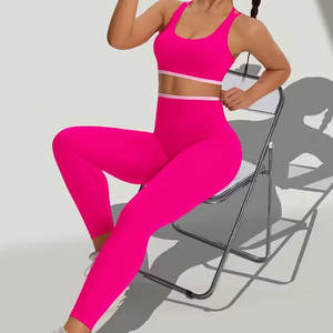 Nouveauté Ensemble de yoga pour femmes, 2 pièces à taille élastique, qualité supérieure, design personnalisable - Product Image 3