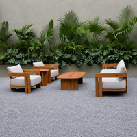 Ensemble de canapés d'extérieur de luxe modernes pour hôtel, résistant aux intempéries, imperméable, en teck massif, mobilier de jardin pour villa et complexe hôtelier