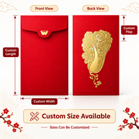Enveloppe Rouge Personnalisée pour Argent, Emballage Cadeau en Papier Gaufré à Chaud Doré, pour le Nouvel An Chinois, Mariages, Festivals, OEM ODM