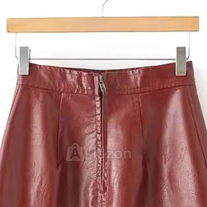 Fashion Women <b>Leather</b> <b>Skirt</b> With Front Slit Soft <b>Pu</b> Women <b>Leather</b> <b>Skirt</b> For Daily Wear In Stock - Product Image 3