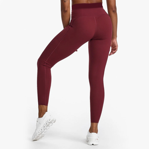Legging de yoga sans couture en coton tricoté pour femme, taille haute, effet ventre plat, extensible, respirant et durable - Product Image 1