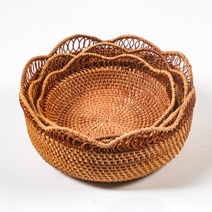 Home Decor Bowl Nesting <b>Baskets</b> Wholesale Natural Fruit <b>Storage</b> <b>Woven</b> Rattan Nest Bowls From Vietnam Factory - Product Image 1