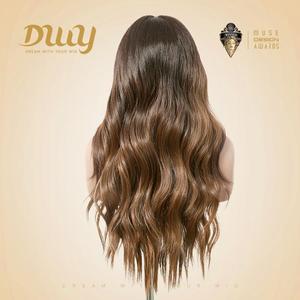 Tin-DWY 26 Inches Long Water Wavy Brown Glueless Synthetic <b>Wig</b> 13x6 Lace Front Transparent Lace Color - Product Image 4
