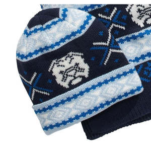 Set Cappello e Sciarpa da Uomo Club Room Bulldog Personalizzabile in Cotone Acrilico Stampato Cartone Animato Ricamato per Inverno Blu Taglia Regolare - Product Image 2