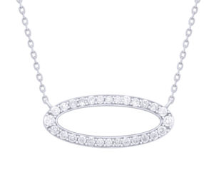 สร้อยคอจี้ทองขาวแท้ทรงกลมหรูหราทันสมัยสำหรับผู้หญิงมีหลายแบบ - Product Image 2