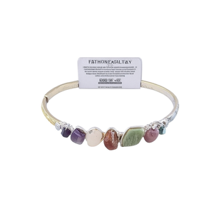 Vibrant Natural Stone Accented Gold and <b>Silver</b> Plated Fashion <b>Cuff</b> <b>Bracelets</b> with Retail Allure - Product Image 3