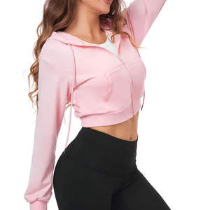 Haute qualité personnalisé haut court à capuche femmes pull à capuche confortable et respirant goutte épaule Hoodies - Product Image 4