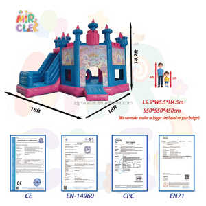 Château Gonflable Princesse Commercial Combo avec Toboggan, Bleu <span class=keywords><strong>Rose</strong></span> Jumping Castle pour Location Anniversaire Filles - Product Image 5