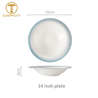 Piring Keramik Tekstur 14 Inci 35cm, Mangkuk Sajian Besar untuk Restoran, Seafood & Katering & Pasokan Pabrik Hotel