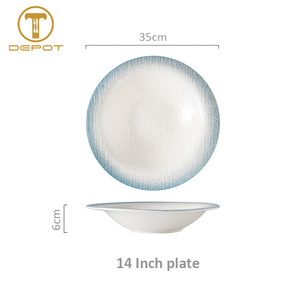 Assiette creuse en céramique texturée <span class=keywords><strong>de</strong></span> 35 cm (14 pouces), grand plat <span class=keywords><strong>de</strong></span> service pour restaurant, fruits <span class=keywords><strong>de</strong></span> <span class=keywords><strong>mer</strong></span>, <span class=keywords><strong>traiteur</strong></span> et hôtel – Fourniture directe usine - Product Image 3