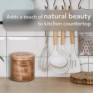 Elegant Rustic Farmhouse Wooden <b>Jar</b> Container with Leather Strap Sealed Food Storage & Container - Product Image 2