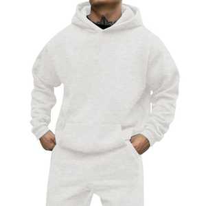 เสื้อสวมหัวมีฮู้ดสำหรับผู้ชายเสื้อฮู้ดสีขาวเปิดไหล่ตก - Product Image 2