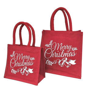 Vente en gros de sacs à provisions portables en toile de jute écologiques fourre-tout réutilisables avec poignées en bambou pour les vacances de Noël - Product Image 6