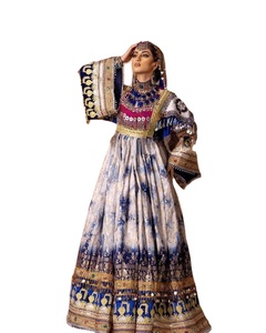 Hot Selling Latest Designs Breathable Long-Length A-Line Floral Print 100% Silk Afghan Kuchi <b>Dresses</b> Women Wholesale <b>Dress</b> Girls - Product Image 1