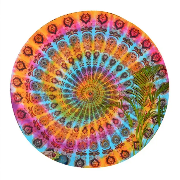 Wholesale Indian 100% Cotton Fabric Twin Size Tapestry Bohemian Throw Psychedelic Beach Roundie Mandala Wall Hanging Tapestry
