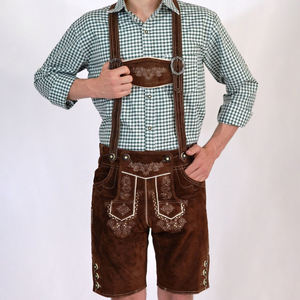 Pantalones cortos bávaros personalizados de alta calidad en cuero de vaca genuino Lederhosen para hombres pantalones cortos bávaros - Product Image 3