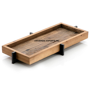 Bandeja de Servir Rectangular de Madera Natural, Sostenible, Decorativa, Multifuncional, Duradera, Hecha a Mano, Clásica y Elegante - Product Image 1