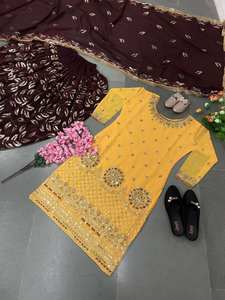 Launching New Designer Party Wear Look Top <b>Dhoti</b> <b>Salwar</b> and Dupatta Faux Georgette Fabric Fully Stitched Dress Traditional Dress - Product Image 2