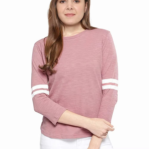 T-shirt pour femme de haute qualité, manches longues, matière respirante, coupe ajustée, col rond, tissu en coton, t-shirt de fitness - Product Image 2