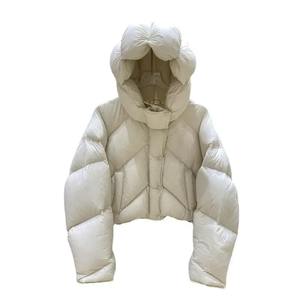 Doudoune d'hiver pour femmes avec capuche courte épaissie coupe ample bouffante doublure en nylon respirant techniques imprimées - Product Image 2