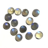 Batu Permata Labradorit Alami 5mm Potongan Rose Cabochon Bersertifikat IGI, Terolah Panas, Kualitas AAA, Api Biru, Harga Grosir Vivaaz